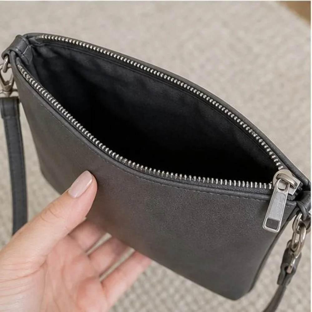 Charcoal Faux Leather Bag